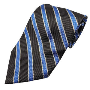 Valentino by Aurelio Blue Black Striped Silk Necktie-Like New